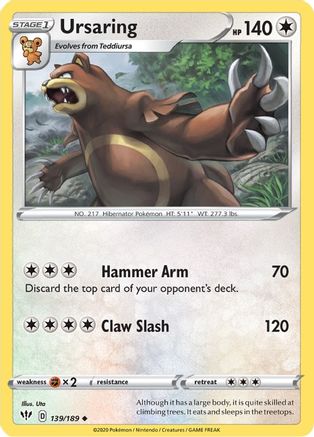 Ursaring 139/189 - SWSH03 Darkness Ablaze Reverse Holofoil - Uncommon