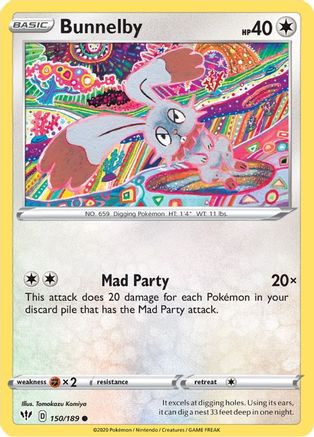 Bunnelby 150/189 - SWSH03 Darkness Ablaze Reverse Holofoil - Common