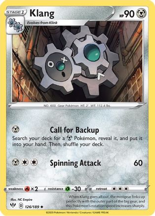 Klang 126/189 - SWSH03 Darkness Ablaze Normal - Uncommon