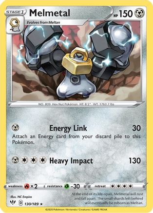 Melmetal - 130/189 - SWSH03 Darkness Ablaze Reverse Holofoil