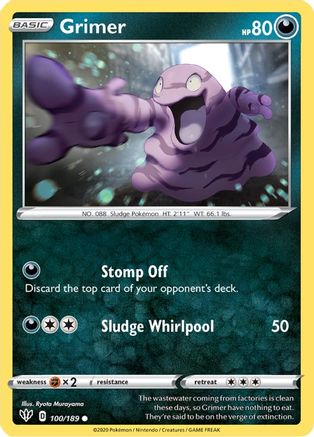 Grimer (100/189) - SWSH03 Darkness Ablaze Reverse Holofoil - Common