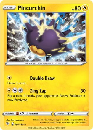 Pincurchin 064/189 - SWSH03 Darkness Ablaze Holofoil - Holo Rare