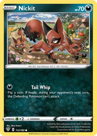 Nickit 112/189 - SWSH03 Darkness Ablaze Normal - Common