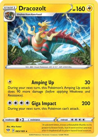 Dracozolt 065/189 - SWSH03 Darkness Ablaze Reverse Holofoil - Rare