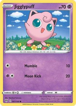 Jigglypuff 067/189 - SWSH03 Darkness Ablaze Reverse Holofoil - Common