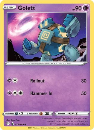 Golett 076/189 - SWSH03 Darkness Ablaze Reverse Holofoil - Common
