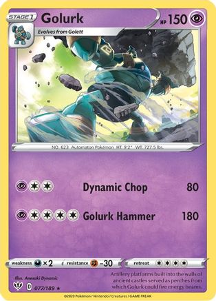 Golurk 077/189 - SWSH03 Darkness Ablaze Reverse Holofoil - Rare
