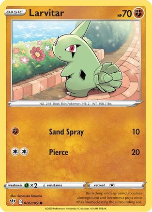 Larvitar 086/189 - SWSH03 Darkness Ablaze Reverse Holofoil - Common