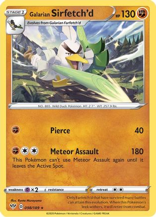 Galarian Sirfetch'd 098/189 - SWSH03 Darkness Ablaze Reverse Holofoil - Rare