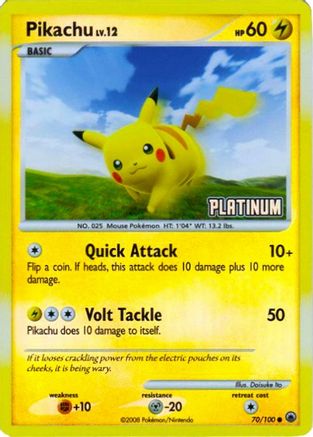 Pikachu - 70/100 [Platinum] 70 - Burger King Promos Reverse Holofoil