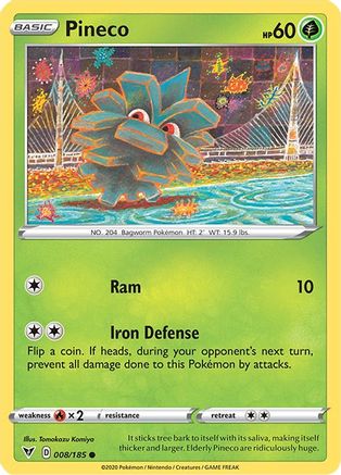 Pineco 008/185 - SWSH04 Vivid Voltage Reverse Holofoil - Common