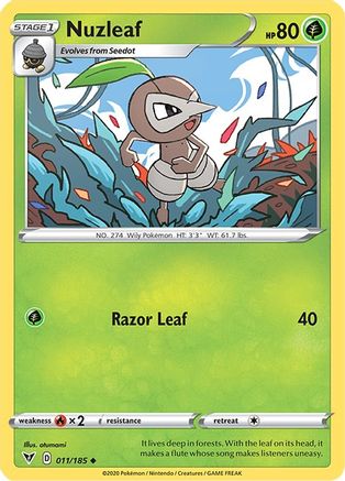 Nuzleaf 011/185 - SWSH04 Vivid Voltage Normal - Uncommon