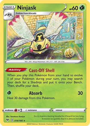 Ninjask 014/185 - SWSH04 Vivid Voltage Reverse Holofoil - Rare