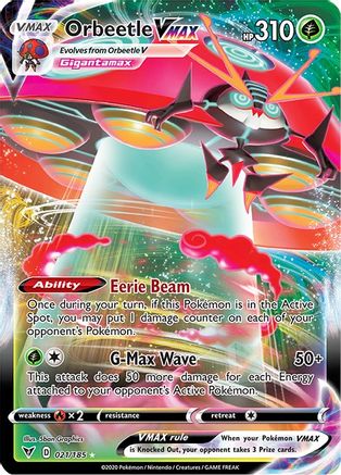 Orbeetle VMAX 021/185 - SWSH04 Vivid Voltage Holofoil - Ultra Rare