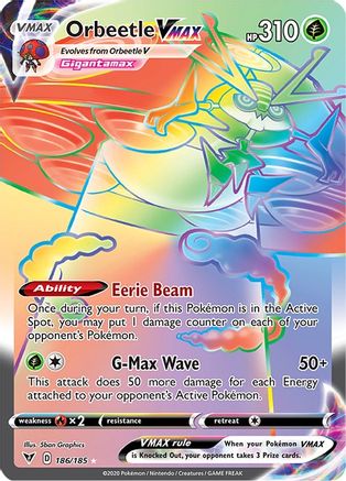 Orbeetle VMAX (Secret) 186/185 - SWSH04 Vivid Voltage Holofoil - Secret Rare