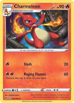 Charmeleon (24/185) - SWSH04 Vivid Voltage Reverse Holofoil - Uncommon