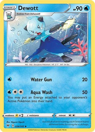 Dewott 034/185 - SWSH04 Vivid Voltage Reverse Holofoil - Uncommon