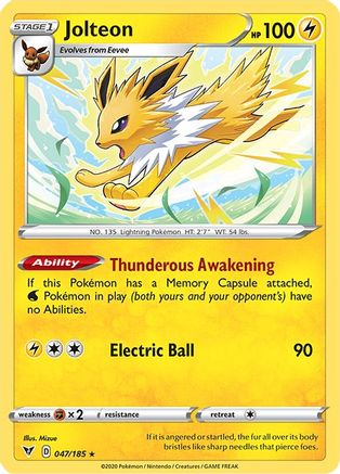 Jolteon 047/185 - SWSH04 Vivid Voltage Reverse Holofoil - Rare