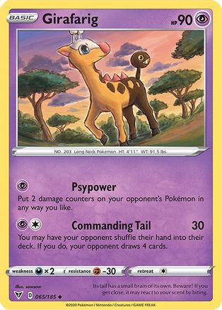 Girafarig 065/185 - SWSH04 Vivid Voltage Reverse Holofoil - Uncommon
