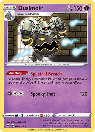 Dusknoir 071/185 - SWSH04 Vivid Voltage Holofoil - Holo Rare