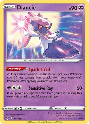 Diancie 079/185 - SWSH04 Vivid Voltage Reverse Holofoil - Holo Rare