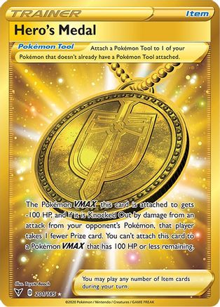 Hero's Medal (Secret) (201/185) - SWSH04 Vivid Voltage Holofoil - Secret Rare