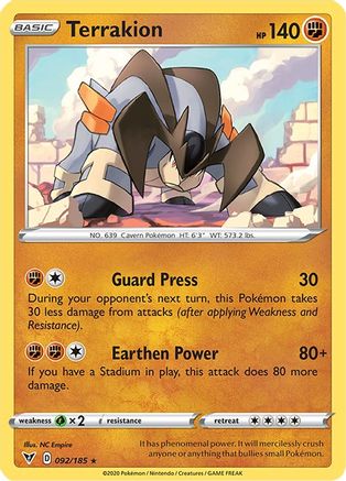 Terrakion 092/185 - SWSH04 Vivid Voltage Normal - Rare