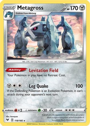 Metagross (118/185) - SWSH04 Vivid Voltage Reverse Holofoil - Rare