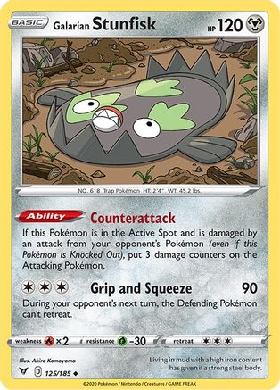 Galarian Stunfisk 125/185 - SWSH04 Vivid Voltage Reverse Holofoil - Uncommon