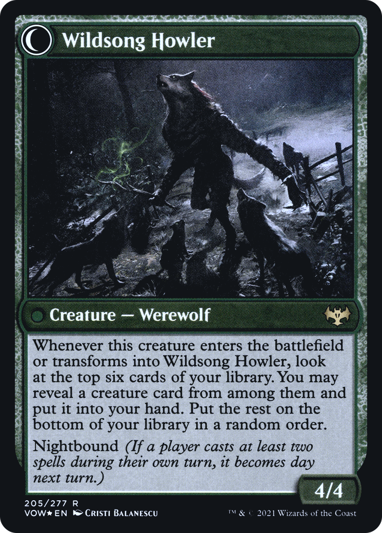 Howlpack Piper // Wildsong Howler (PVOW-205S) - Innistrad: Crimson Vow Promos: (Double Faced Transform) Foil