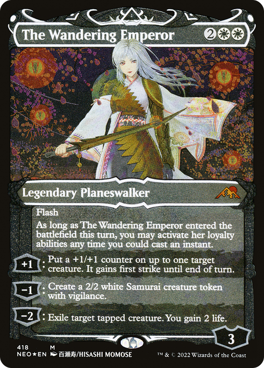 The Wandering Emperor (NEO-418) - Kamigawa: Neon Dynasty: (Showcase) Etched Foil