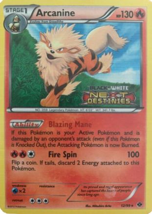 Arcanine (Prerelease) 12 - Black and White Promos Holofoil