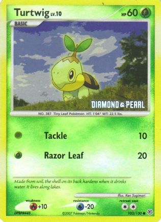 Turtwig - 103/130 [Diamond & Pearl] 103 - Burger King Promos Reverse Holofoil