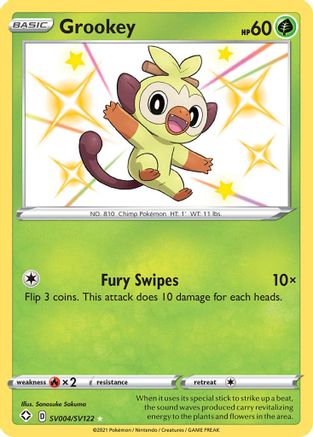 Grookey (SV004/SV122) - Shining Fates Shiny Vault Holofoil - Shiny Holo Rare