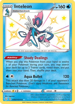 Inteleon (SV027/SV122) - Shining Fates Shiny Vault Holofoil - Shiny Holo Rare