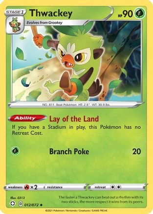 Thwackey - 012/072 - Shining Fates Reverse Holofoil
