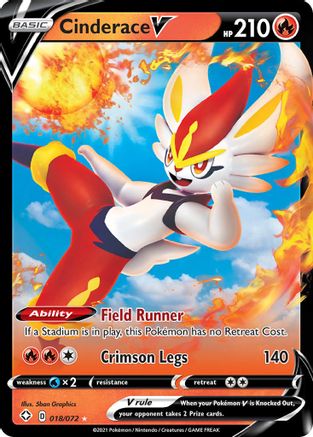 Cinderace V - 018/072 - Shining Fates Holofoil - Ultra Rare