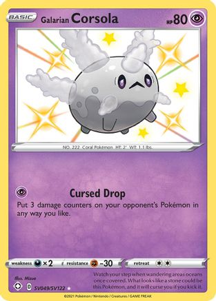 Galarian Corsola (SV049/SV122) - Shining Fates Shiny Vault Holofoil - Shiny Holo Rare