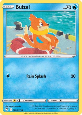 Buizel - 022/072 - Shining Fates Reverse Holofoil - Common