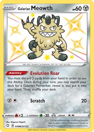 Galarian Meowth (SV086/SV122) - Shining Fates Shiny Vault Holofoil - Shiny Holo Rare