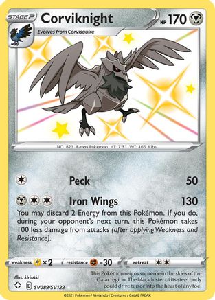 Corviknight (SV089/SV122) - Shining Fates Shiny Vault Holofoil - Shiny Holo Rare