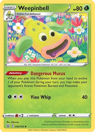 Weepinbell 002/163 - SWSH05 Battle Styles Reverse Holofoil - Uncommon