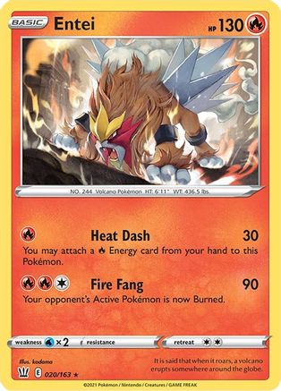 Entei 020/163 - SWSH05 Battle Styles Reverse Holofoil - Holo Rare