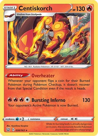 Centiskorch 030/163 - SWSH05 Battle Styles Reverse Holofoil - Rare