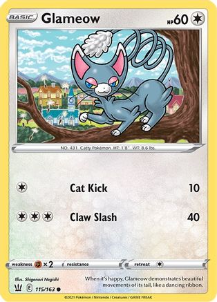 Glameow 115/163 - SWSH05 Battle Styles Reverse Holofoil - Common