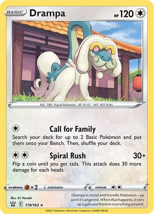 Drampa 119/163 - SWSH05 Battle Styles Reverse Holofoil - Rare