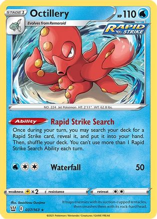 Octillery 037/163 - SWSH05 Battle Styles Holofoil - Holo Rare