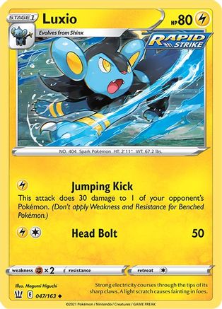 Luxio 047/163 - SWSH05 Battle Styles Reverse Holofoil - Uncommon