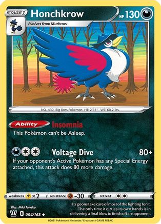 Honchkrow 094/163 - SWSH05 Battle Styles Reverse Holofoil - Uncommon