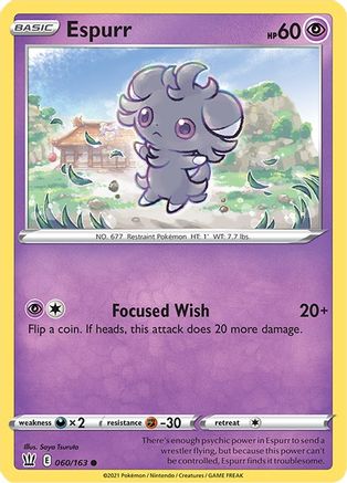 Espurr 060/163 - SWSH05 Battle Styles Reverse Holofoil - Common